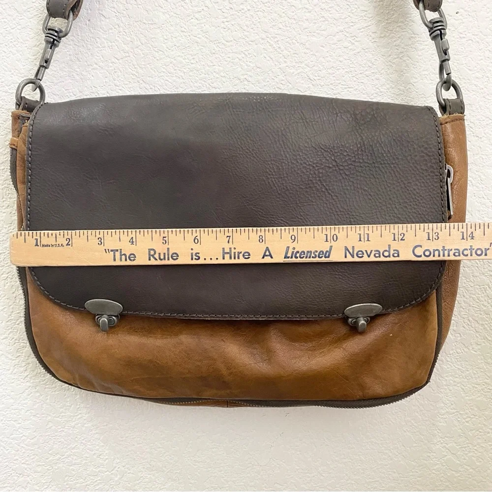 LIEBESKIND Berlin “Olivia” Two-tone Brown/Gray Flap Messenger Bag